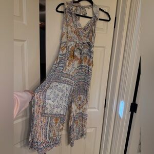 Olivaceous Halter Jumpsuit Floral Size M